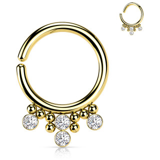 Anneau tordable Dor� en acier style boh�mien � perles et strass