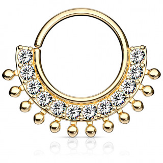 Anneau tordable Dor� � �ventail de strass et perles