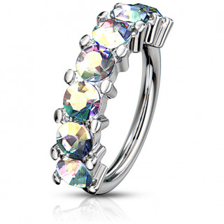 Anneau tordable en acier serti de 7 cristaux Aurore Bor�ale