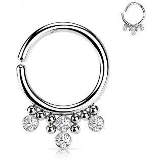 Anneau tordable en acier style boh�mien � perles et strass