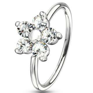 Anneau tordable nez � fleur strass - Clair