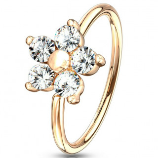 Anneau tordable nez cuivr� � fleur strass