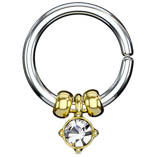 Anneau (tordable) � perles et cristal pendant - Dor�