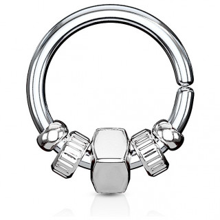 Anneau (tordable) � perles style m�canique - Gris