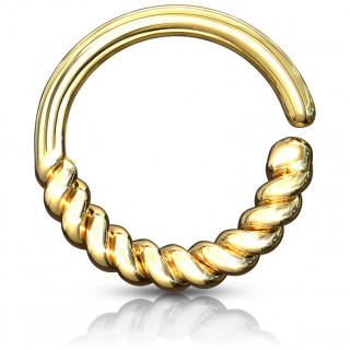 Anneau tordable plaqu� or � arc tress� (septum, cartilage)