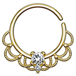 Anneau tordable plaqu� or style Filigrane � strass