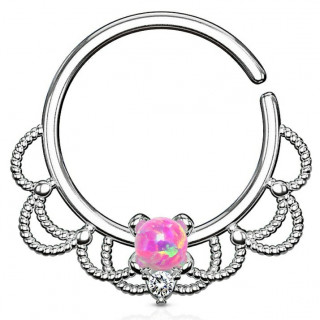 Anneau tordable style Filigrane � Opale rose
