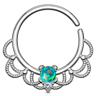Anneau tordable style Filigrane � Opale verte
