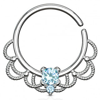 Anneau tordable style Filigrane � strass aqua