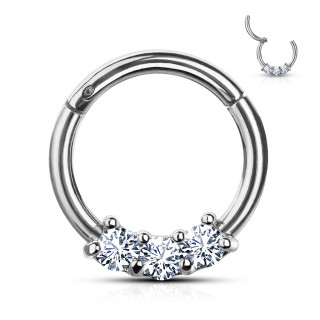 Anneau triple zirconium en acier haute pr�cision � segment clip