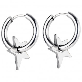 Anneaux d'oreilles en acier � �toile rock (Paire)