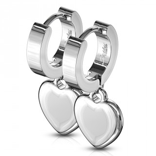 Boucles d'oreille acier � pendentif coeur (paire)