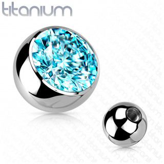 Boule de piercing en titane � zirconium bleu aqua