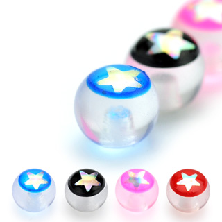 Boule de piercing �toil�e en acrylique (remplacement - pour tige 1,6mm)