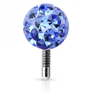 Boule piercing shamballa � tige filet�e - Bleu