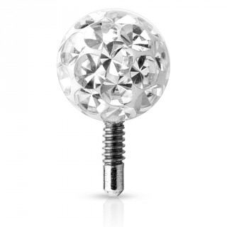 Boule piercing shamballa � tige filet�e - Clair