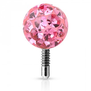 Boule piercing shamballa � tige filet�e - Rose