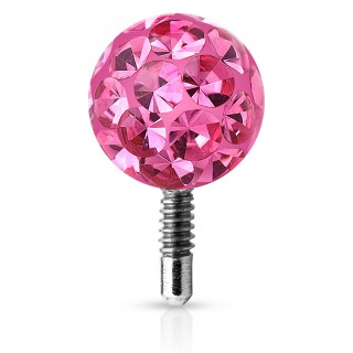 Boule piercing shamballa � tige filet�e - Rose fuchsia
