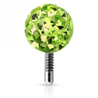 Boule piercing shamballa � tige filet�e - Vert