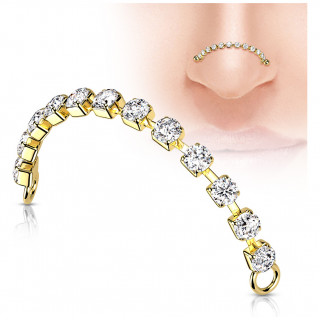 Chaine Dor�e � cristaux pour double piercing de nez