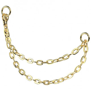 Double chaine dor�e en Titane pour double piercing de nostril (nez narine)