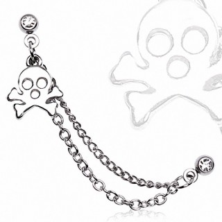 Double piercing cartilage Skull bones � chaines