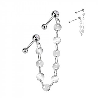 Double piercing oreille � chaine de disques fins