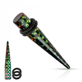 Ecarteur c�ne � damier arc en ciel en acrylique