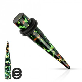 Ecarteur c�ne tachet� noir et translucide style aquatique en acrylique