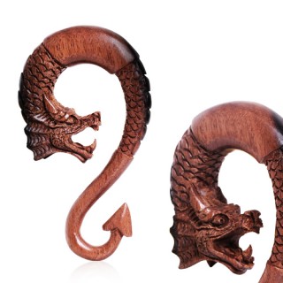 Ecarteur dragon sculpt� � la main en bois d'�b�ne