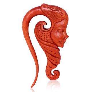 Ecarteur en bois Sawo � visage de sir�ne sculpt�