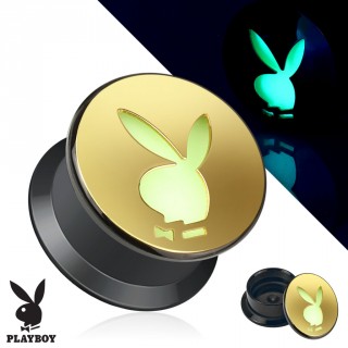 Ecarteur noir et dor� type plug avec lapin playboy phosphorescent