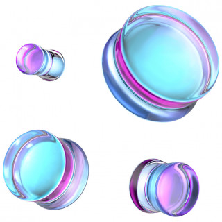 Ecarteur plug double �vas� en verre pourpre iridescent