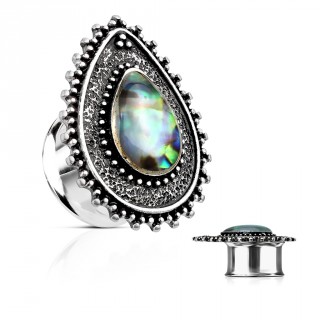 Ecarteur plug double larme vintage � centre Abalone