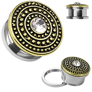 Ecarteur plug en acier � face style roulement � bille en laiton dor�