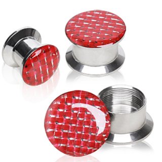 Ecarteur plug en acier � imitation fibre de carbonne rouge