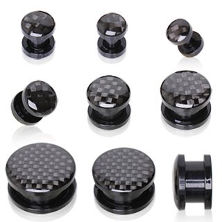 Ecarteur plug en acrylique � imitation fibre de carbonne noire