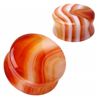 Ecarteur plug en pierre naturelle d'agate rouge stri�e