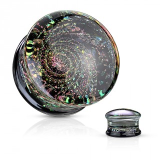Ecarteur plug en verre style galaxie d'�toiles scintillantes