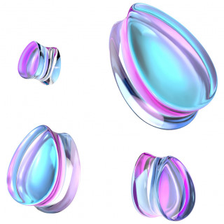 Ecarteur plug goutte double �vas� en verre iridescent pourpre