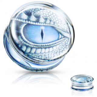 Ecarteur plug � oeil de dragon bleu en acrylique