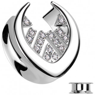 �carteur saddle en acier � motif g�om�trique central pav� de zirconium