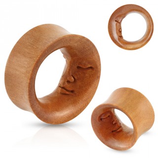 Ecarteur tunnel � visage de lune en bois de Sawo