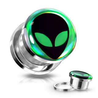 Ecarteur Tunnel acier � Alien Roswell sur fond vert