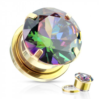 Ecarteur Tunnel acier Dor� � large zirconium Vitrail Medium