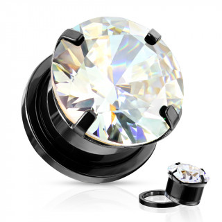 Ecarteur Tunnel acier Noir � large zirconium Clair