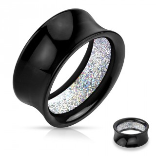 Ecarteur tunnel acrylique noir � int�rieur paillet� aurore bor�ale