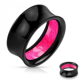 Ecarteur tunnel acrylique noir � int�rieur paillet� rose