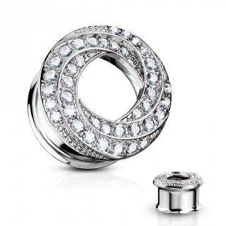 Ecarteur tunnel � anneaux crois�s pav�s de strass