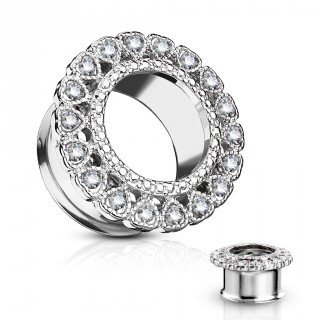 Ecarteur tunnel � couronne de coeurs sertie